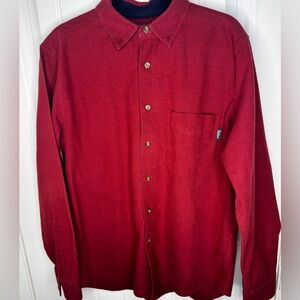 Woolrich Men’s Cotton Flannel Shirt Burgundy Red Button Down Outdoor M